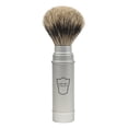 thumbnail image 1 of Parker Safety Razor 100% Pure Badger Full Size Travel Shave Brush - Brushed Aluminum, 1 of 2
