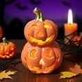 thumbnail image 5 of Ceramic Pumpkin Lantern with LED Light, Luminous Halloween Desktop Decoration for Party Scene Setting, Festive Fall Centerpiece or Porch Display ornament, 5 of 5