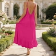 thumbnail image 2 of Yindaity Backless Halter Dress Women's Cutout Backless Maxi Dress Sexy Sleeveless Tight Slip Spaghetti Strap Long Dresses(Hot Pink,S), 2 of 7