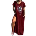 thumbnail image 1 of Vestido informal de verano para mujer, vestido largo de manga corta con bolsillo Sexy y cuello redondo con estampado de Calavera de Halloween Fridja  bnh2573, 1 of 8