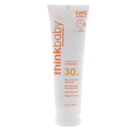 think Thinkbaby®, Clear Zinc 20% Sunscreen, SPF 30, Fragrance Free, 3 fl oz (89 ml)