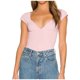 thumbnail image 1 of Camiseta elegante con cuello en V para mujer: top informal de color liso que realza la figura, 1 of 6