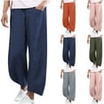 thumbnail image 2 of Plebaso Palazzo Pants for Women Casual Solid Color Elastic Waist Wide Leg Pants with Pockets Women's Lounge Pants, 2 of 7