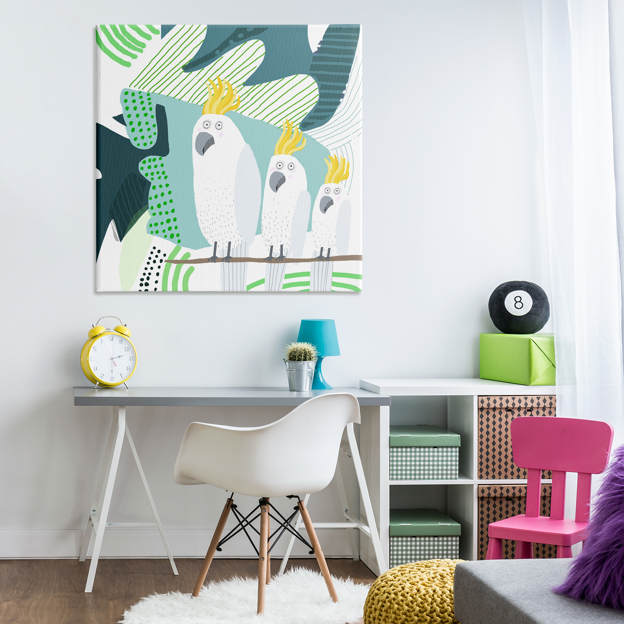 Stupell Industries Whimsical Patterned Cockatoo Animals Painting Wrapped Canvas Art Print Wall Art, 36 x 36