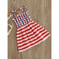 thumbnail image 3 of Arvbitana Toddler Baby Girl 4th of July Dress 18M 24M 3T 4T 5T 6T Flag Print Sleeveless Strap Sundress Independence Day Clothes Dress, 3 of 9