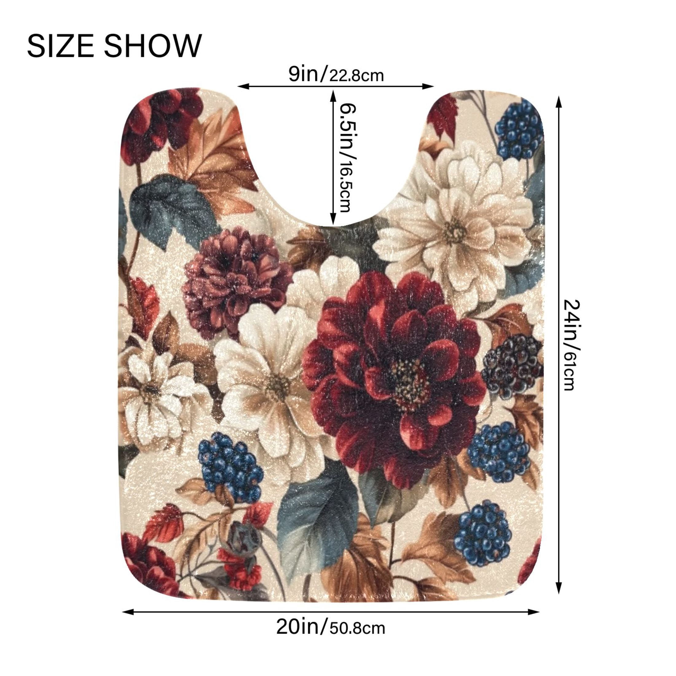 2 Piece Soft Bathroom Rug Set Burgundy Hydrangeas Bath Mat and U-Shaped Toilet Contour Rug (16"x24"+20"x24")