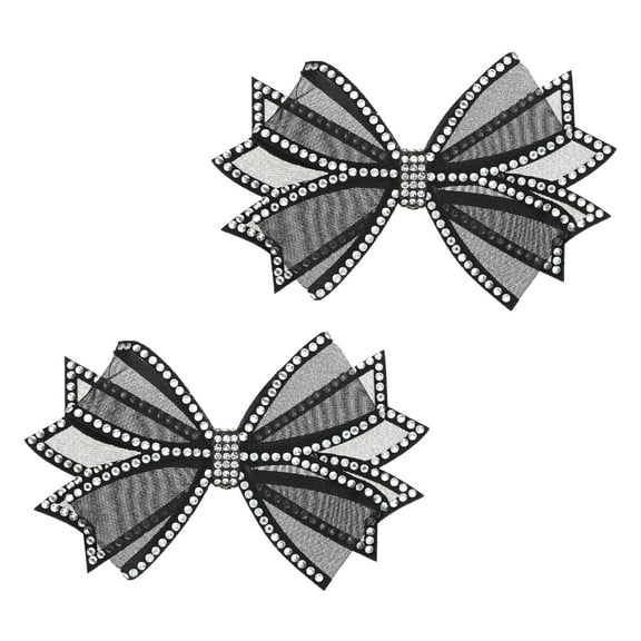 Uxcell 2-Pack Decorative Mesh Bow Shoe Clips, Zinc Alloy Removable Fashion Crystal Flower Shoe Clips Buckle [Black]