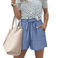 thumbnail image 6 of Women'S Shorts with Pockets Summer Casual Shorts for Women Waist Adjustable Tie Knot Loose Blue M, 6 of 10