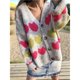 thumbnail image 5 of Cárdigan de Larga con Cuello en V y Botones Frontales con Estampado Floral para Mujer, Ideal para Otoño e Invierno Gris L, 5 of 10