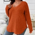 thumbnail image 2 of Icvfdpl Womens Summer Tops Casual T Shirts Plus Size Top V Neck Long Sleeve Strip Brushed Tee Shirt Loose Pullover Trendy Female Daily Wear, 2 of 5