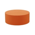 thumbnail image 2 of Stylish Round MDF Coffee Table With Handcrafted Relief Detail 35.43 Inch Bright Orange Modern Living Room Centerpiece, 2 of 8