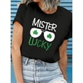 thumbnail image 2 of Playera estampada para mujer, divertida e inspiradora, novedosa, informal, de manga cortaSt. Patrick'S Day Stylish Glasses Printed Short-Sleeve T-Shirt - 312Father's Day, Mother's Day, New Camisetas, 2 of 8