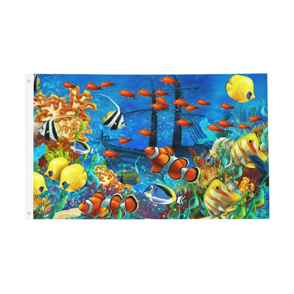Ocean Tropical Clown Fish Sea Flag 3x5 Ft Outdoor Indoor With Grommet Garden Yard Banner Decorative Sign