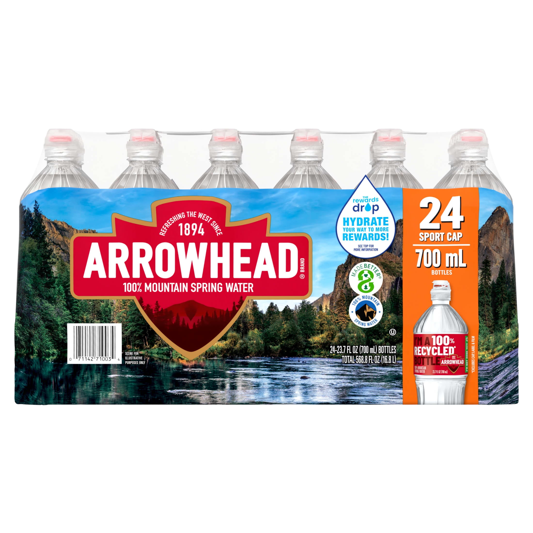 Arrowhead Brand  Mountain Spring Water, 23.7-Ounce Plastic Sport Cap Bottles (Pack Of 24)