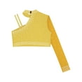 thumbnail image 5 of Sholeno Kids Girls Rhinestone Irregular Shoulder Ballet Jazz Modern Lyrical Dance Crop Tops for Performance Yellow 6, 5 of 6