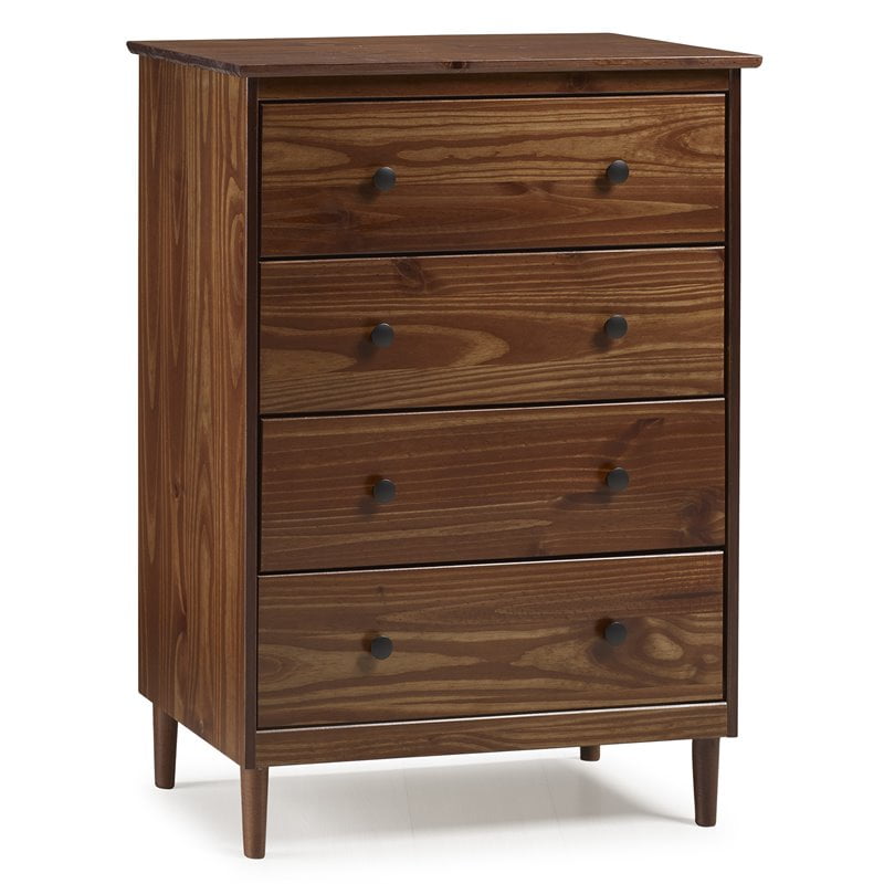 4 Drawer Solid Wood Dresser in Walnut - Walmart.com - Walmart.com