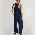thumbnail image 4 of Athletic Jumpsuit for Women Summer Casual Button Down Tank Top Overalls with Pocket Elastic Waist Racerback Tennis Jumper, Navy, XXL, 4 of 7