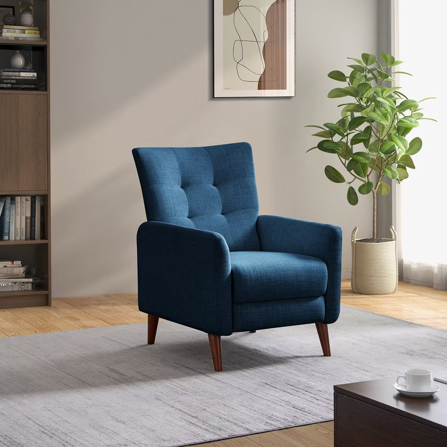 Modern Upholstery Recliner, Wooden Frame Single Sofa Chair with Tufted