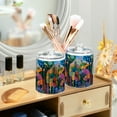 thumbnail image 3 of Yayeee 4 Pack Qtip Holder Bathroom Cotton Swab Canister with Lid Clear Dispenser Set, Art Plants, 3 of 6