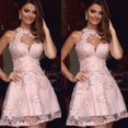thumbnail image 2 of Vestido de fiesta ilusión vestidos de fiesta cortos de encaje de tul graduación Vestido de fiesta de graduación Mini vestidos de noche de novia rosa, 2 of 4