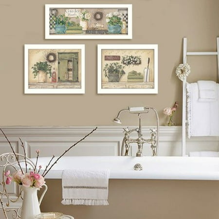 - Trendy Decor 4U 'Garden Bath' 3 Piece Framed Graphic Art Print Set