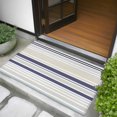 thumbnail image 5 of 2x3 Door Mat Rug, Beige Stripe Non-Skid Rubber Backing Large Rectangle Rugs - Living Room Bedroom Home Office, Modern Abstract Art Navy Blue Striped Rustic Indoor Floor Mat Carpets Washable Rug, 5 of 9