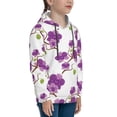 thumbnail image 3 of Rateoe Orchids Flowers Pattern Boys Hoodie, Youth Pullover Hooded Sweatshirt, Kangaroo Pocket Hoodie for Kids-Large, 3 of 6