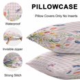 thumbnail image 5 of Throw Pillow Covers 18x18 Inch Set of 2, Wildflowers Waterproof Outdoor Pillow Covers, Spring Watercolor Tulip Floral Leaf Pink Plaid Decorative Cushion Pillowcases for Couch, Sofa, Bed, Patio, 5 of 9