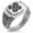 Silver, variant on Stainless Steel Aso Samurai Crest CZ Ribbed Needle Stripe Pattern Biker Style Polished Ring