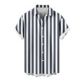 thumbnail image 3 of Awdenio Mens T-shirt Casual Turndown Collar Stripe Short Sleeve Button Shirt Tops Blouse for Summer and Everyday Wear, 3 of 5