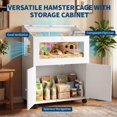 thumbnail image 6 of Mteryoing Large Hamster Cage with Storage Cabinet & Acrylic Viewing Panels, Small Animal Habitat with Lockable Top for Guinea Pig Hedgehog, White, with Casters, 6 of 7