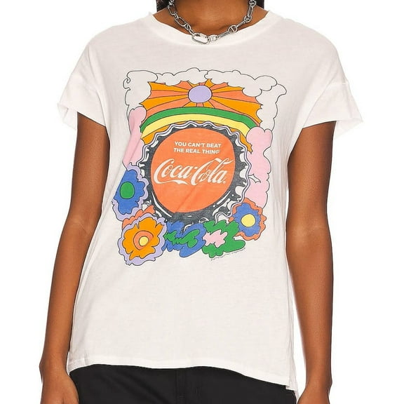 Junk Food Coca Cola Flowers Tee, Vintage White, Size Medium