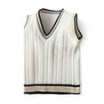 thumbnail image 2 of Huowey Baby Kids Boys Girls V-Neck Vest Sweater Sleeveless Warm Knitted Pullover Knitwear Tops Stylish Dailywear, 3-4 Years, 2 of 4