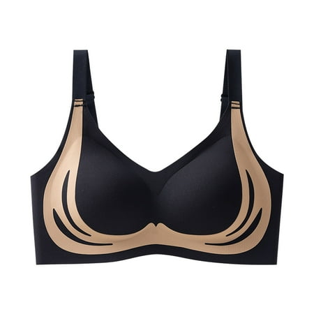 Black Strapless Bras for Women Super Gather Bra Soft Comfortable Gather Bra Wireless Bra Bra Women Lingerie Everyday Sports Bras