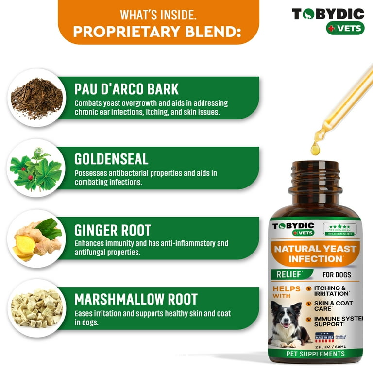 TOBYDIC Natural Dog Yeast Infection Relief Ear and Skin Treatment