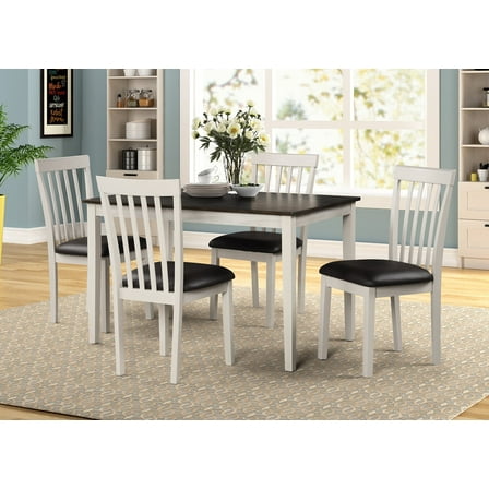 Angel Line Kayla 5-Piece Contemporary Faux Leather Wood Assembled Dining Table with Chair Set, White