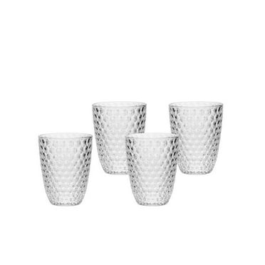 Diamond Acrylic Stemless Whiskey Glasses, Clear - Set of 4