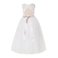 thumbnail image 2 of Ekidsbridal Ivory Floral Lace Neck A-Line Keyhole Back Flower Girl Dress Bridesmaid 178R 4, 2 of 3