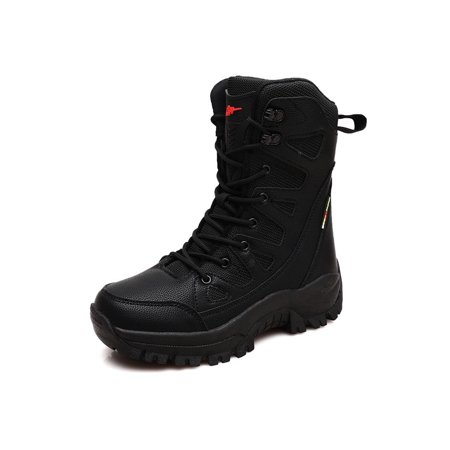 

SIMANLAN Unisex Booties Round Toe Bootie Flat Hiking Shoes Travel Non-Slip Trekking Shoe Outdoor Lace-Up Ankle Boot Black 5