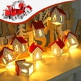 thumbnail image 1 of Feltree Christmas String Lights 6.6 Ft Wooden House String Lights with Hollow Out Christmas Tree Pattern Warm Colored Light, 1 of 8