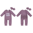 thumbnail image 2 of BemeyourBBs Newborn Baby Girl Lilttle Sister Outfit Lil Sis Romper Long Sleeve Embroidery Letters Jumpsuit with Headband Cute Infant Spring Fall Winter Clothes, 2 of 9