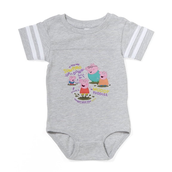 CafePress - Peppa Pig Muddy Puddles - Cute Infant Baby Football Bodysuit