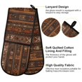 thumbnail image 2 of Yayeee Double Oven Mitt Kitchen Heat Resistant Baking 35" x7" Quilted Cotton Glove, Brown Tribal Pattern, 2 of 6