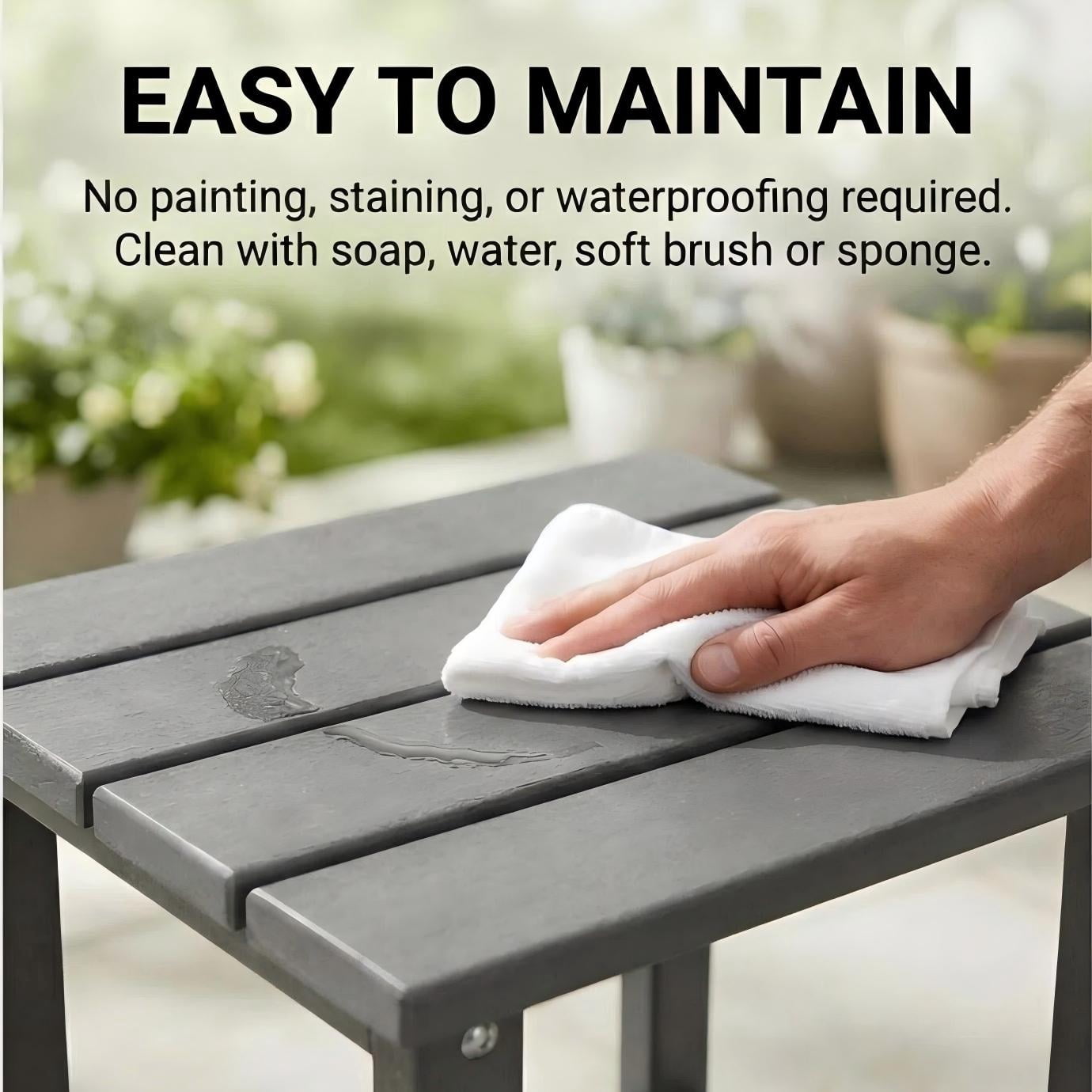 Adirondack Side Table 15x15x18 Inch Recycled HDPE Weather UV Resistant for Patio Garden Poolside