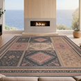 thumbnail image 2 of Design&I 8'x10' Washable Area Rug Distressed Scroll Border Ornate Bordered Symmetry Vintage Boho Panel Playful for King Size Bedroom, Under Bed, Sleek Flatweave Pet Friendly, 2 of 7