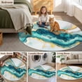 thumbnail image 5 of Abstract Marble Round Area Rug 7 FT,Non Slip Living Room Area Carpet,Turquoise Abstract Golden Foil Texture Washable Soft Circular Rug Non-Shedding Floor Carpet for Bedside Office Play Room Classroom, 5 of 9