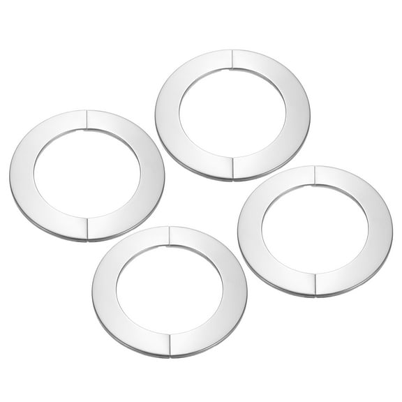 Uxcell Wall Split Flange 4" (103mm), Stainless Steel Round Self-Adhesive Escutcheon Plate, Silver 4 Pcs
