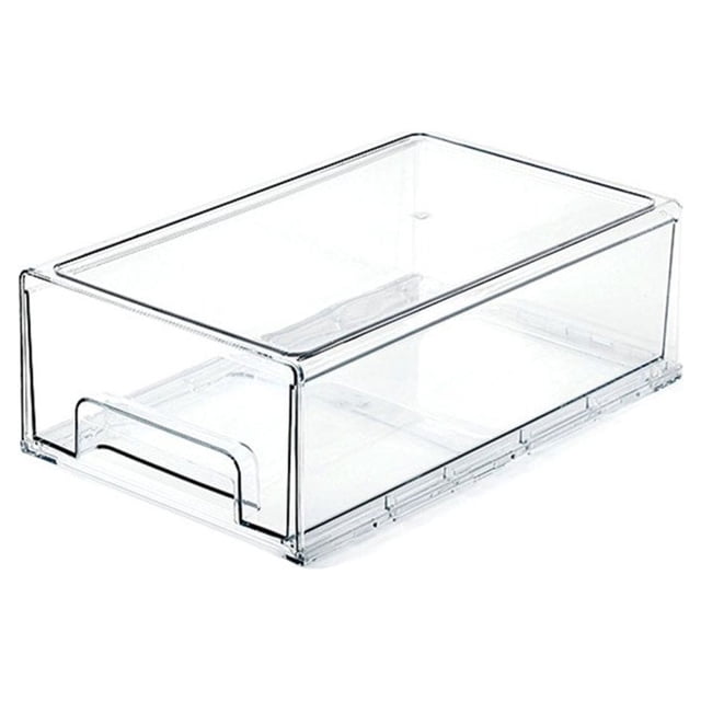 Food Container with Easy Grip Base Stackable Pull Out Storage Box for Shelves Countertops Freezer