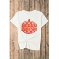 thumbnail image 5 of Women's White Chenille Checkerboard Thanksgiving T-Shirt with Pumpkin Pattern | [ZhiHiMeRi] | (US 12-14)L, 5 of 6