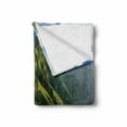 thumbnail image 2 of Mountain Soft Flannel Fleece Blanket, Aerial View of Jungle Forest on the Mountains Tropical Exotic Hawaii Nature, Cozy Plush for Indoor and Outdoor Use, 50" x 60", Green Blue White, by Ambesonne, 2 of 6